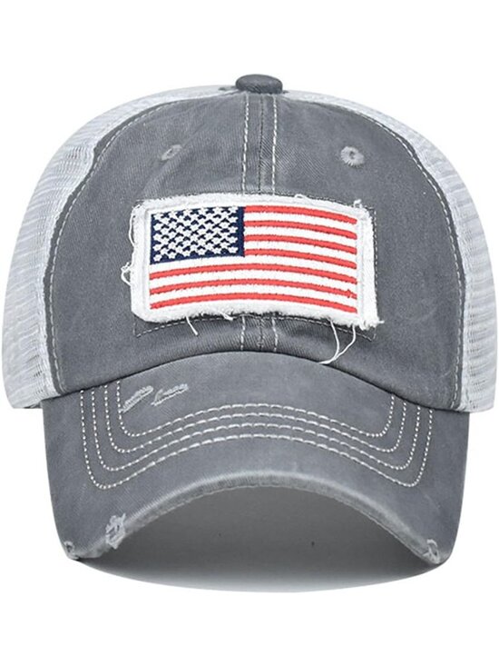 〽️Women Flag Gray High Ponytail Baseball Cap Trucker Bad Hair Day Adjustable main image 4